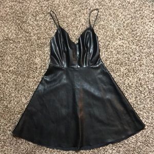 Faux black leather dress
